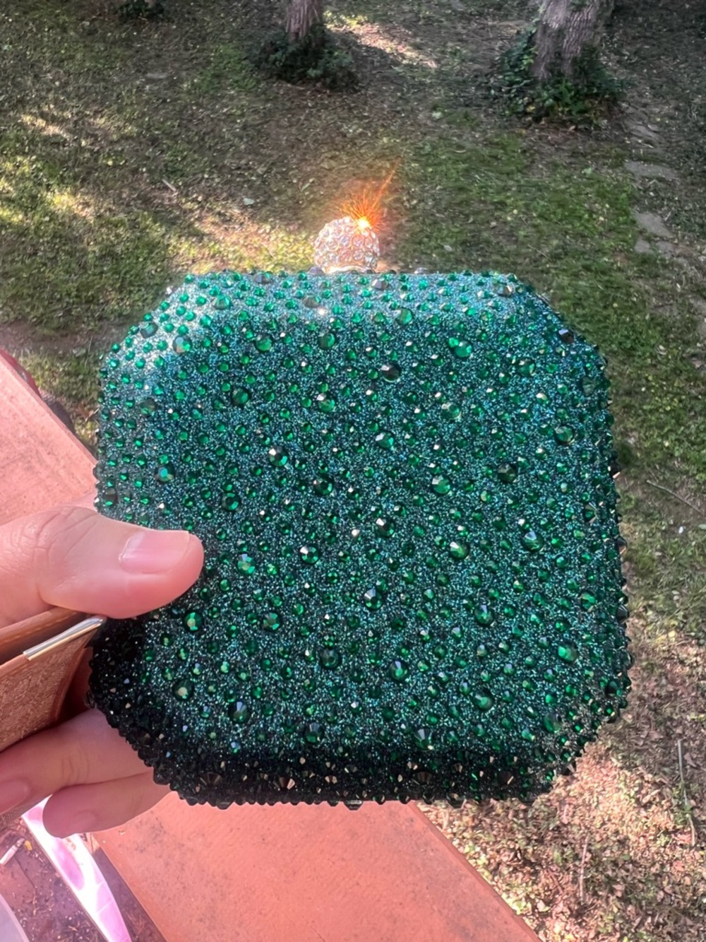Emerald Green Jeweled Evening Clutch - Picture 4 of 5